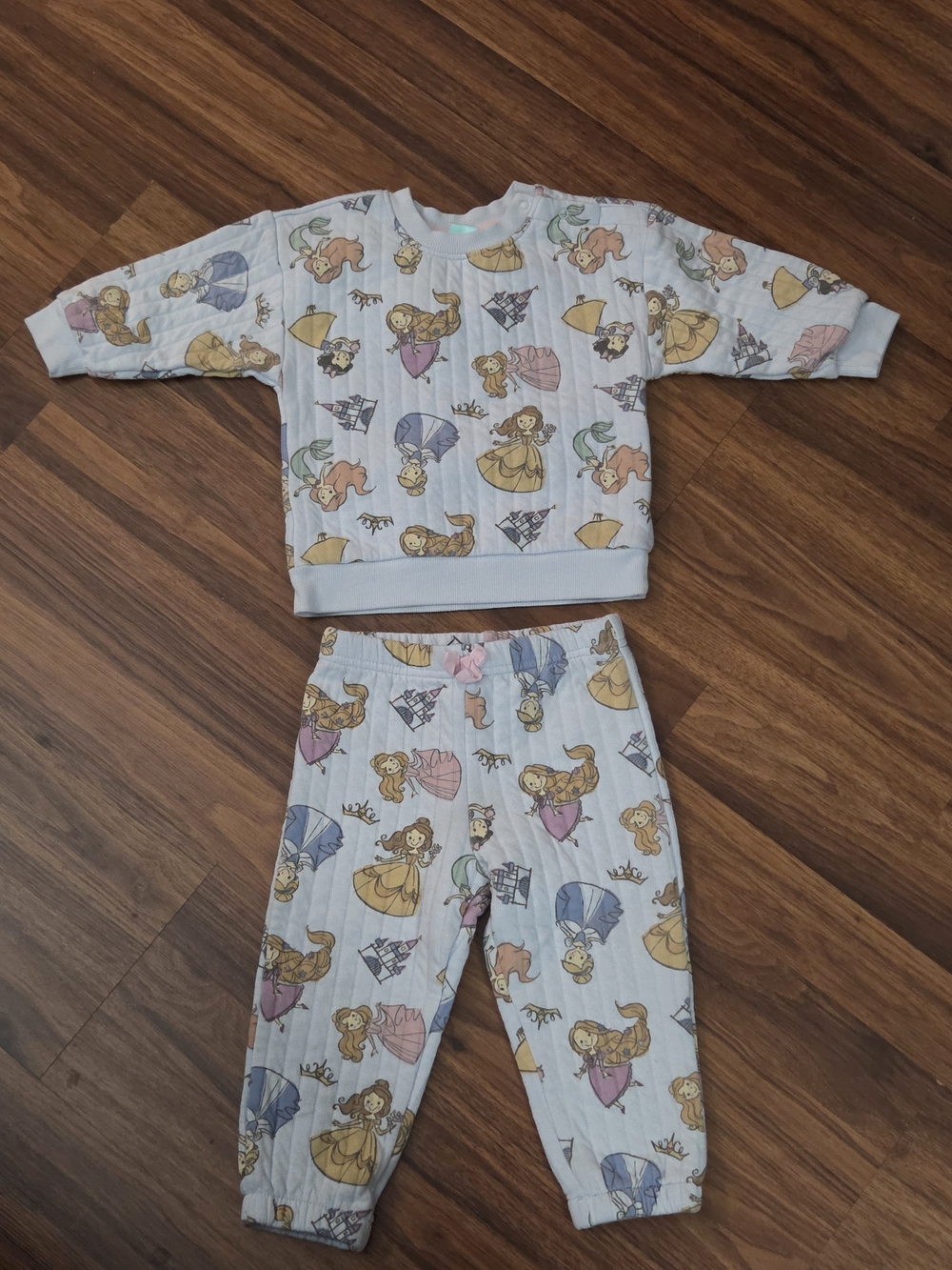 Toddler Light Blue Princess Print Pajama Set